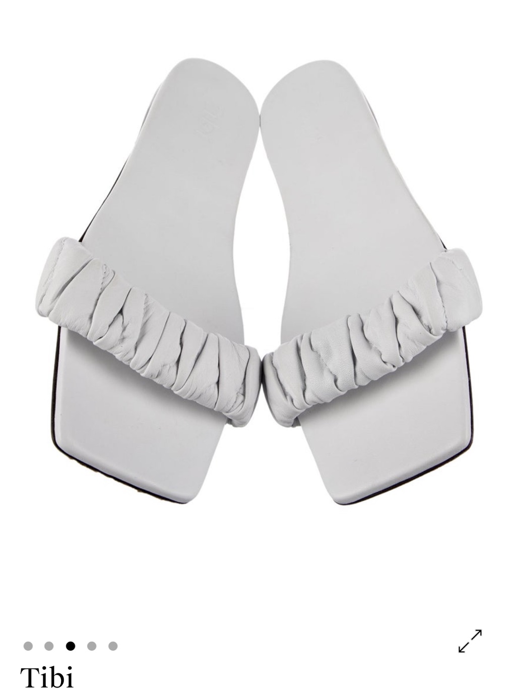 Tibi White Ruched Strap Square-Toe Slide Sandals Size 40